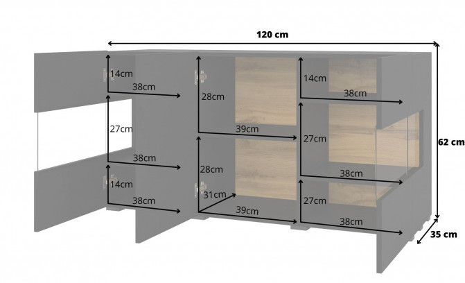 Секция AVA 24WNLM09 Czarny/Dąb Wotan
